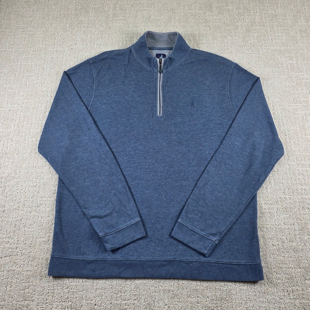 Johnnie-O Mens XL Blue Heathered Quarter Zip Long Sleeve Pullover Golf Sweater